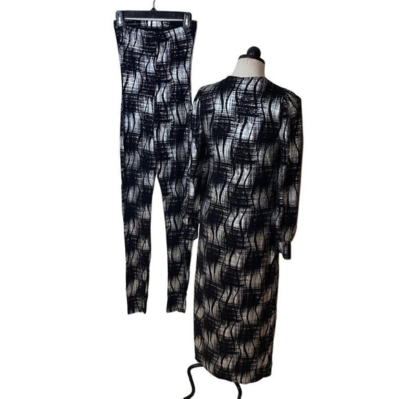 Votique La Womens Jumpsuit and Duster Set Size S Black Metallic Abstract Print - Picture 2 of 14